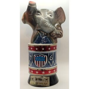 JIM BEAM Vintage 1976 Republican Elephant Decanter Whiskey Bottle Ceramic Empty